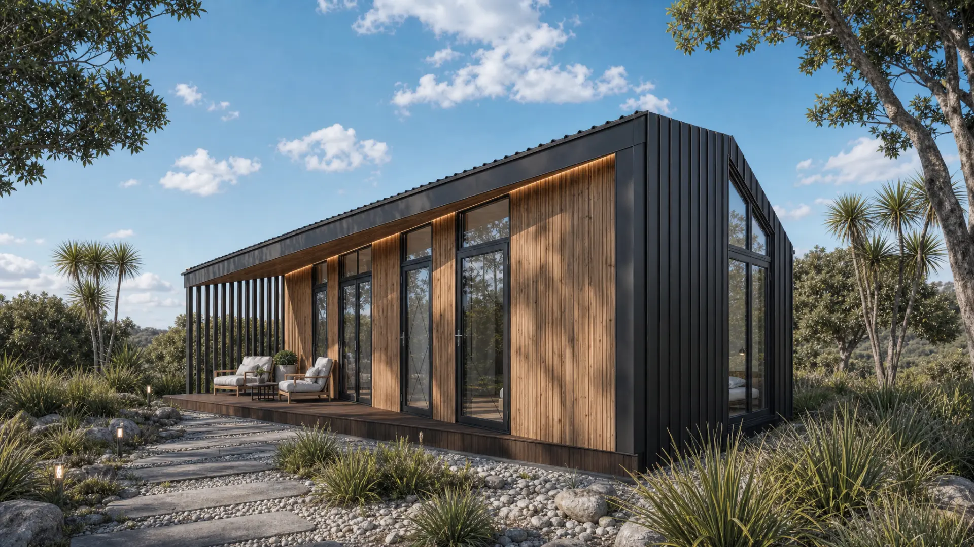Modair architectural pod at dusk